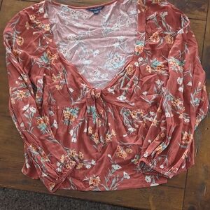 American Eagle Floral Rust Blouse